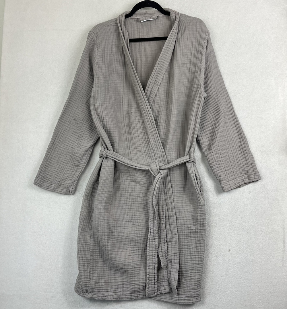 Parachute Gray Belted Robe Unisex Medium Cloud Cotton Gauze Fabric Relaxed